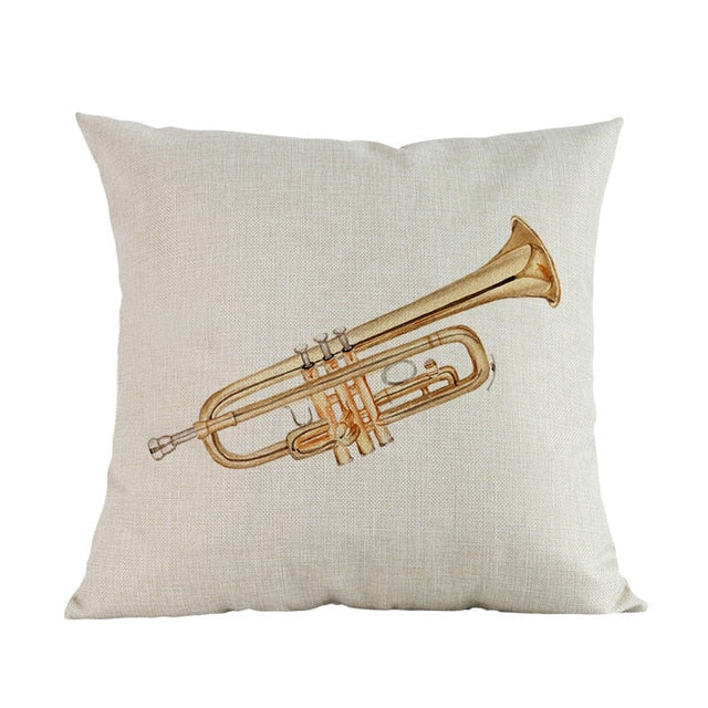 Watercolor Musical Instrument Pillow Case