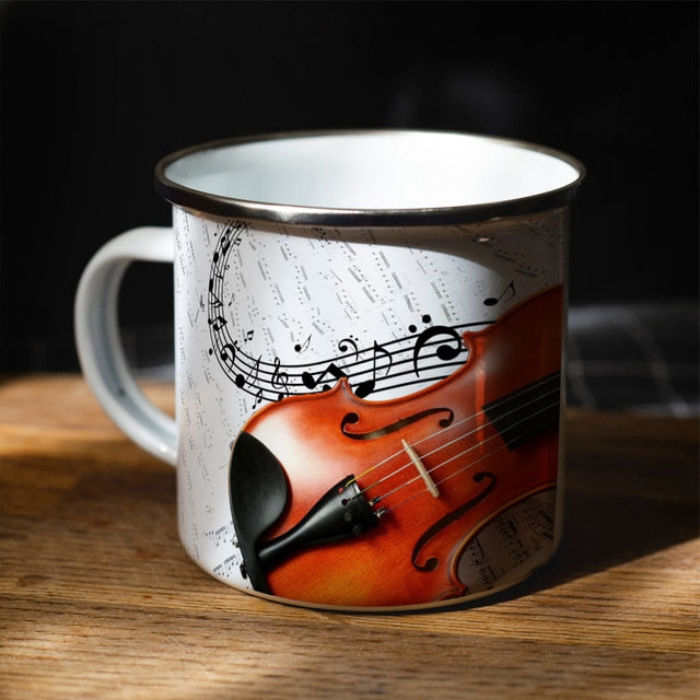Guitar Violin Enamel Mug