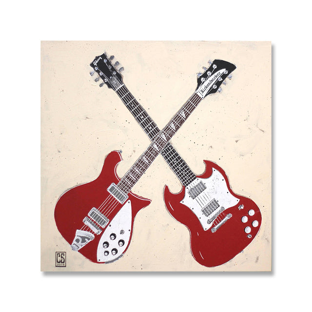 Red Black Guitar Canvas Art