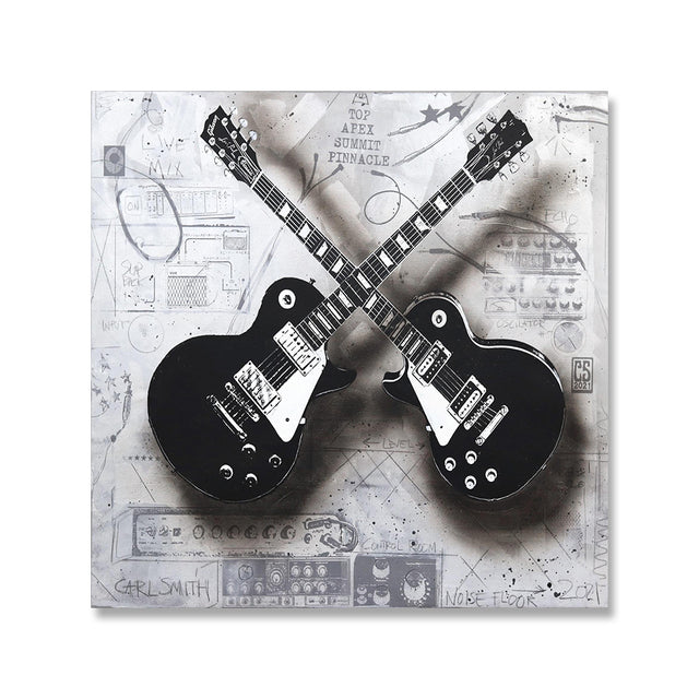 Red Black Guitar Canvas Art