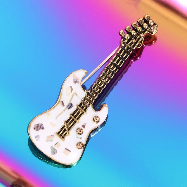 Guitar Shape Metal Brooch