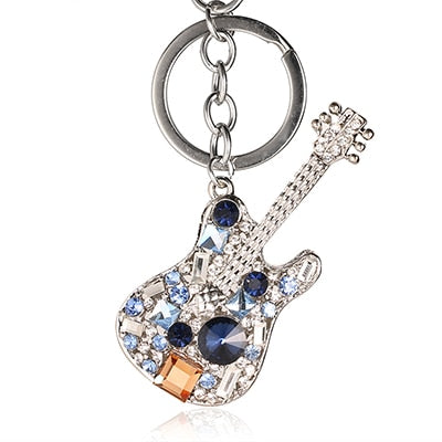 Unique Guitar Rhinestone Keychain