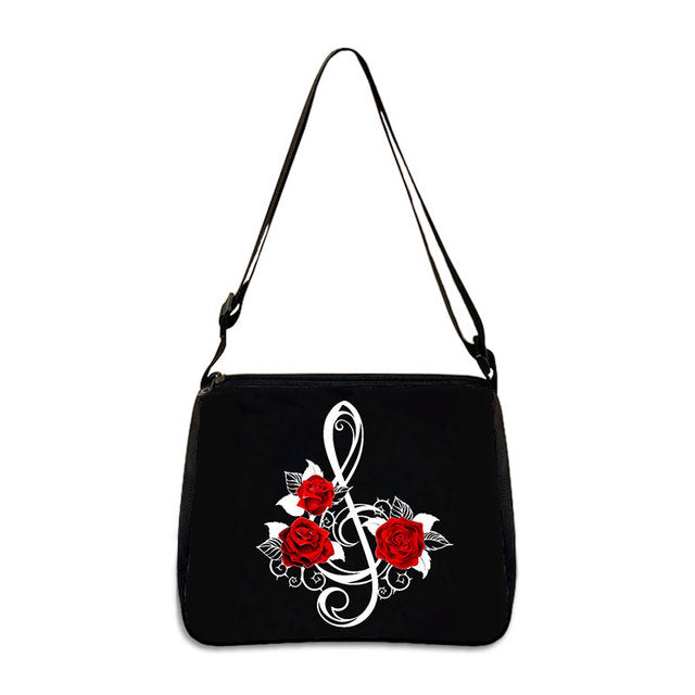 Music Notes Rose Shoulder Bag