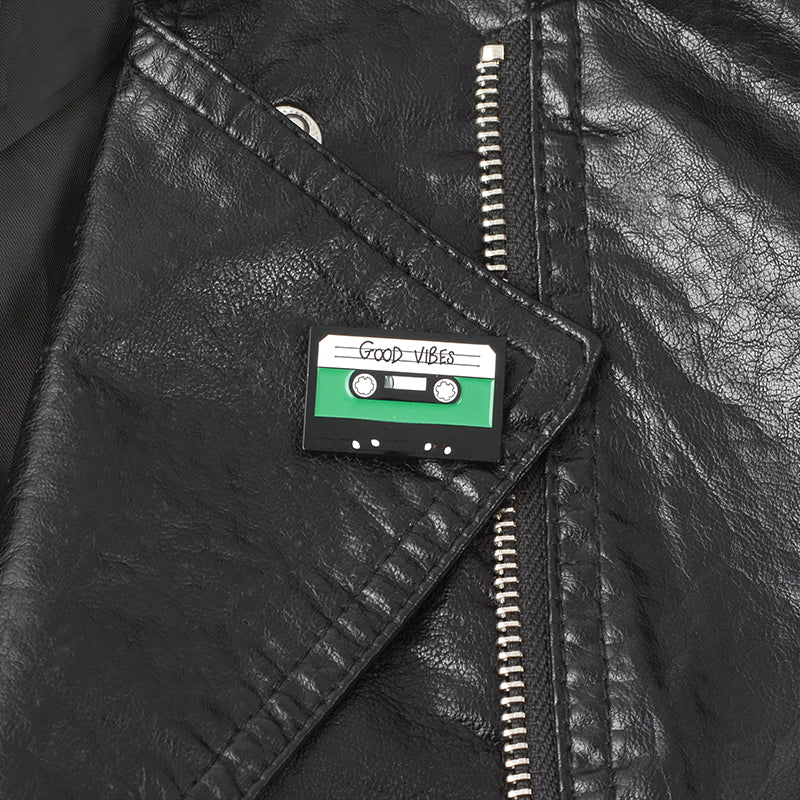 Retro Music Vinyl Record Cassette Tape Brooch