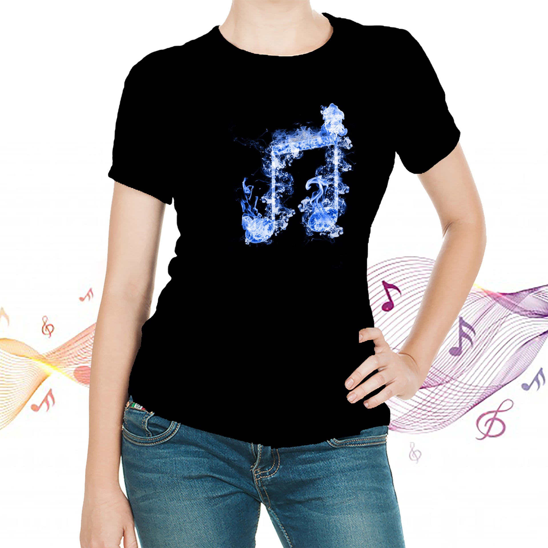 Blue Fire Two Eighth Note T-shirt - Artistic Pod Review