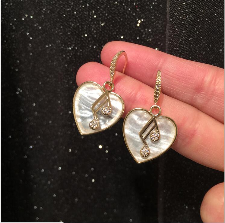White Shell Music Notes Earrings
