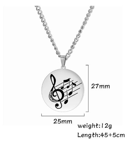 Treble Clef Piano Necklace